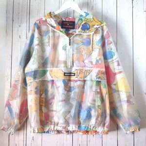 Members Only Translucent Nickelodeon Print‎ Pullover Jacket Size XL